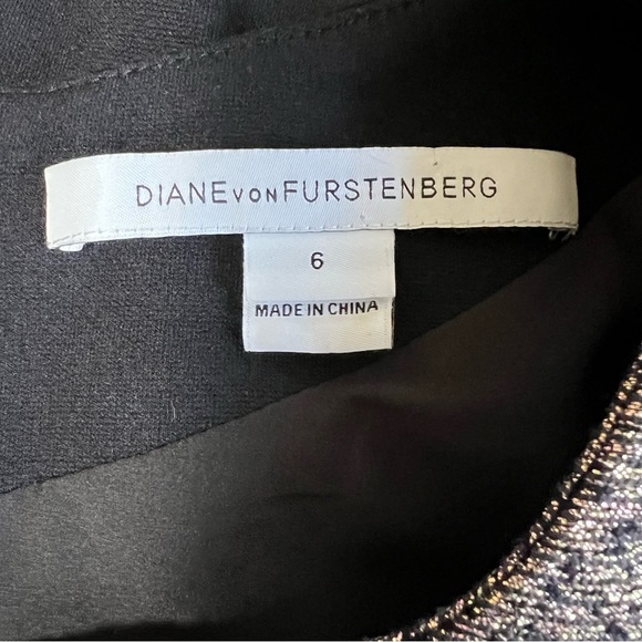 DIANE VON FURSTENBERG Yvette Metallic A-Line Dress Mini Sleeveless Size 6 DVF - Picture 9 of 14